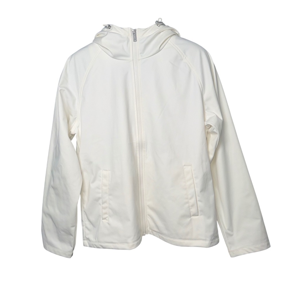 32 Degrees Heat Womens Softshell Hooded Jacket Cream Off-White Full Zip Medium